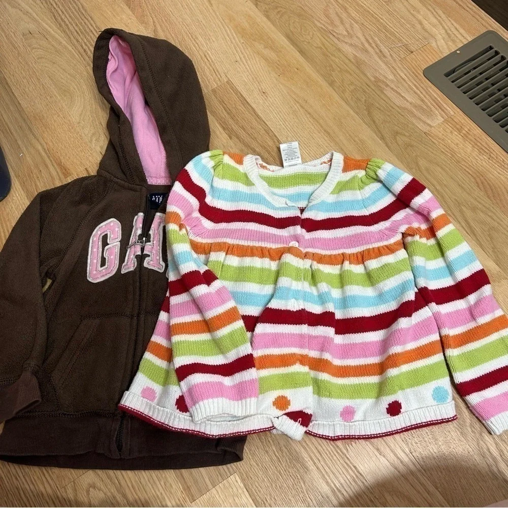 4T Gap Hooded Sweatshirt Gymboree Rainbow Striped Cardigan Bundle Lot